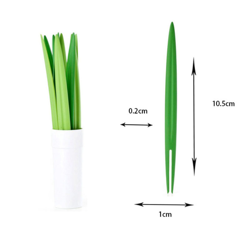 10 tk bambuselehtedest puuviljakahvel hoidikuga plastikust roheliste taimede kook magustoit võileib salat toiduvalik Lõuna Bento tarvikud