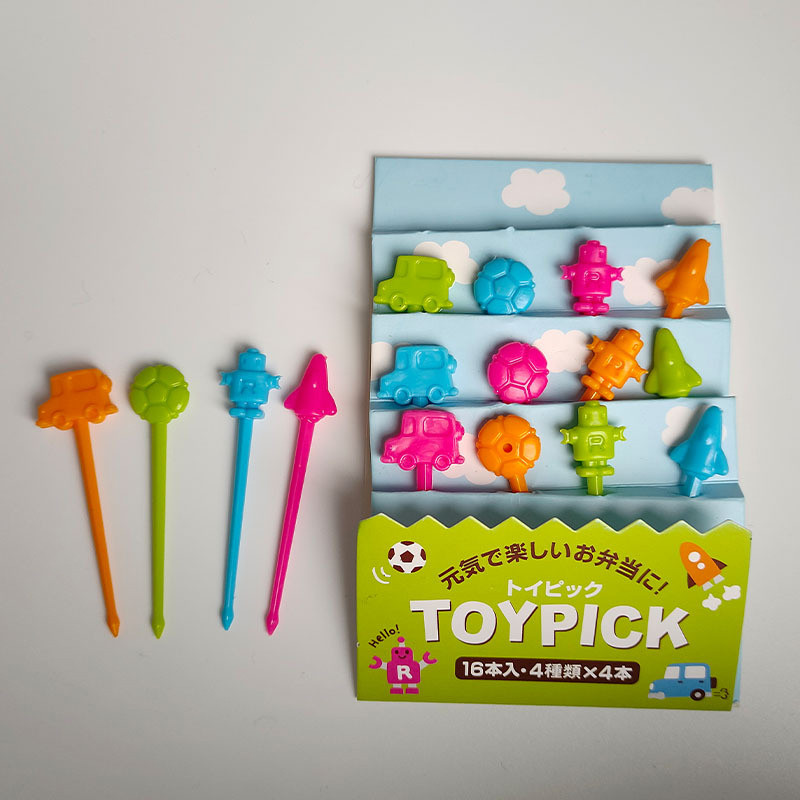 16 tk. Auto Lennuki Robot Puuviljakahvli komplekt Mini Kids Suupistekook Magustoit Toidupulk Hambaork Kaunistus Pick Cake Bento lauanõud