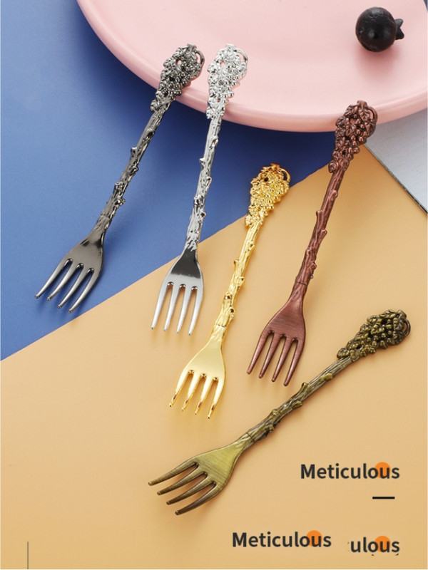 Nerūdijančio plieno vaisių šakutė vynuogių rankena Retro vaisiai šakutės salotos desertinis pyragas ledai užkandžiai šakutės virtuvės stalo reikmenys