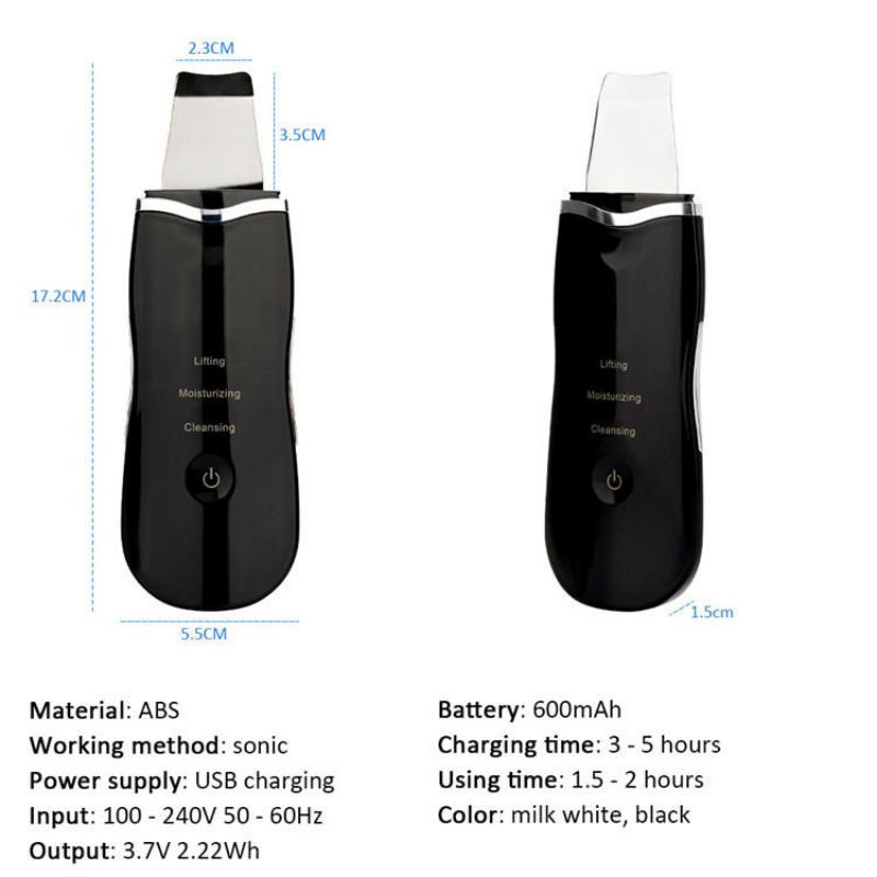 Ultrazvučni piling kože Stroj za dubinsko čišćenje lica USB punjenje Alati za njegu Uljepšavanje Uređaj za piling Piling Čistač za