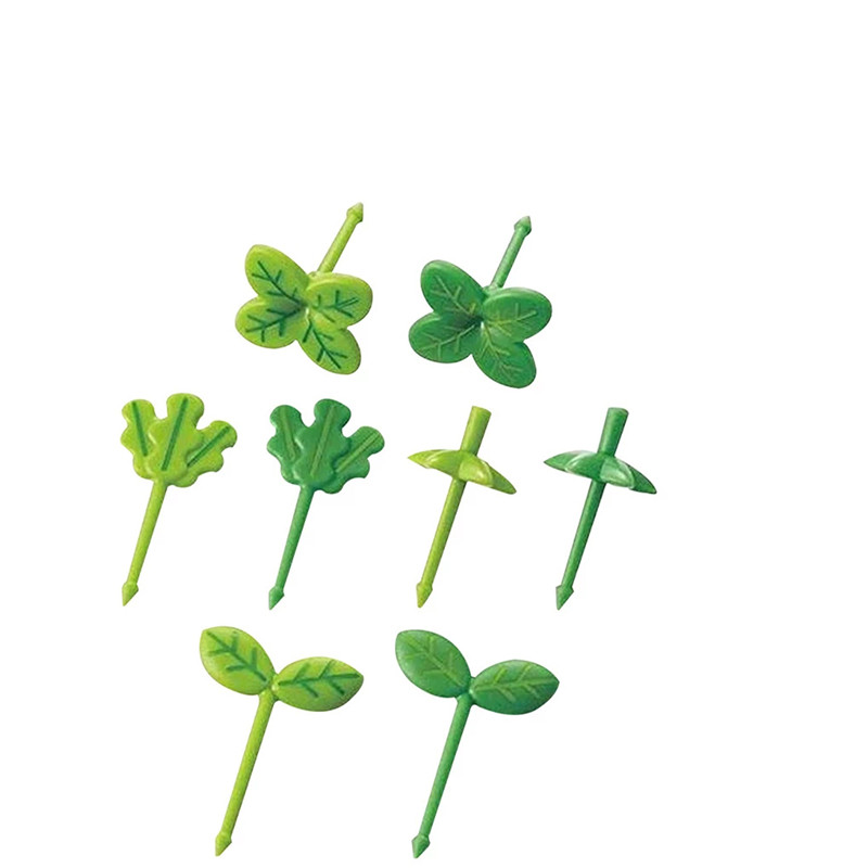 8 τμχ Πιρούνι φρούτων Οδοντογλυφίδα φύλλα Πλαστική διακόσμηση Κουτί μεσημεριανού γεύματος Bento Αξεσουάρ Μικρή σαλάτα Μικρό πιρούνι Μίνι επιλογές για κέικ για παιδιά