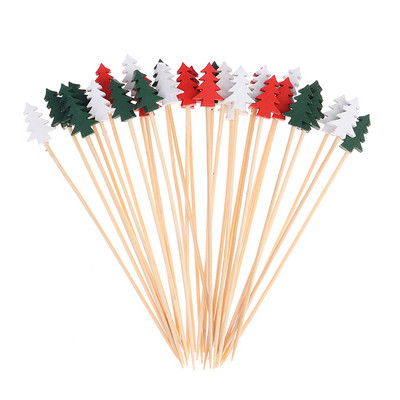 100 vnt Kalėdų eglutės bambuko vaisių lazdelės kokteilių dekoravimo rinkiniai salotų švediškas stalas dantų krapštukai vakarėlio reikmenys sumuštinio dekoras vaikams