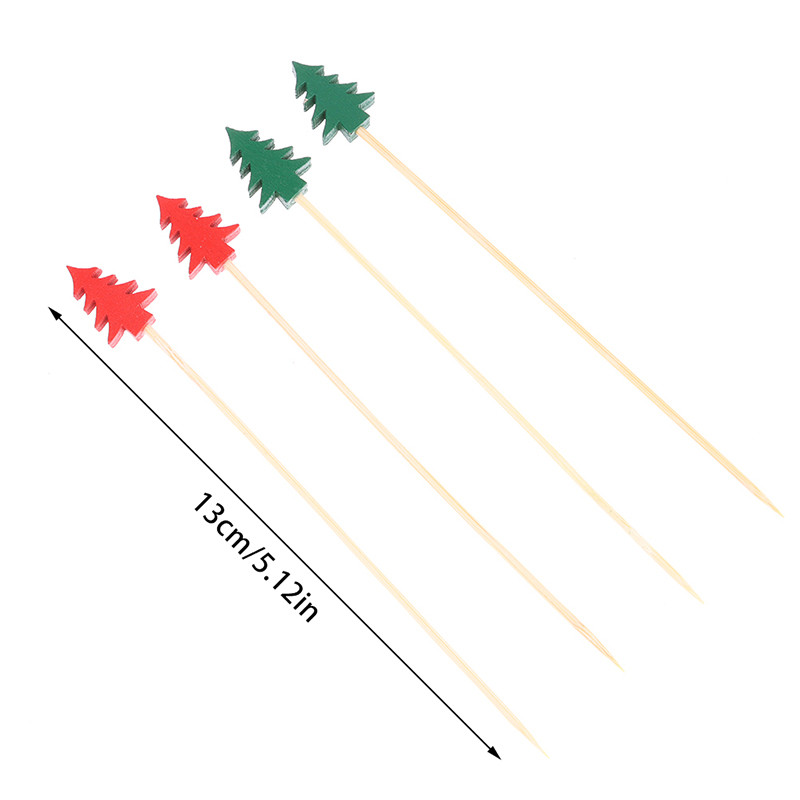 100 vnt Kalėdų eglutės bambuko vaisių lazdelės kokteilių dekoravimo rinkiniai salotų švediškas stalas dantų krapštukai vakarėlio reikmenys sumuštinio dekoras vaikams