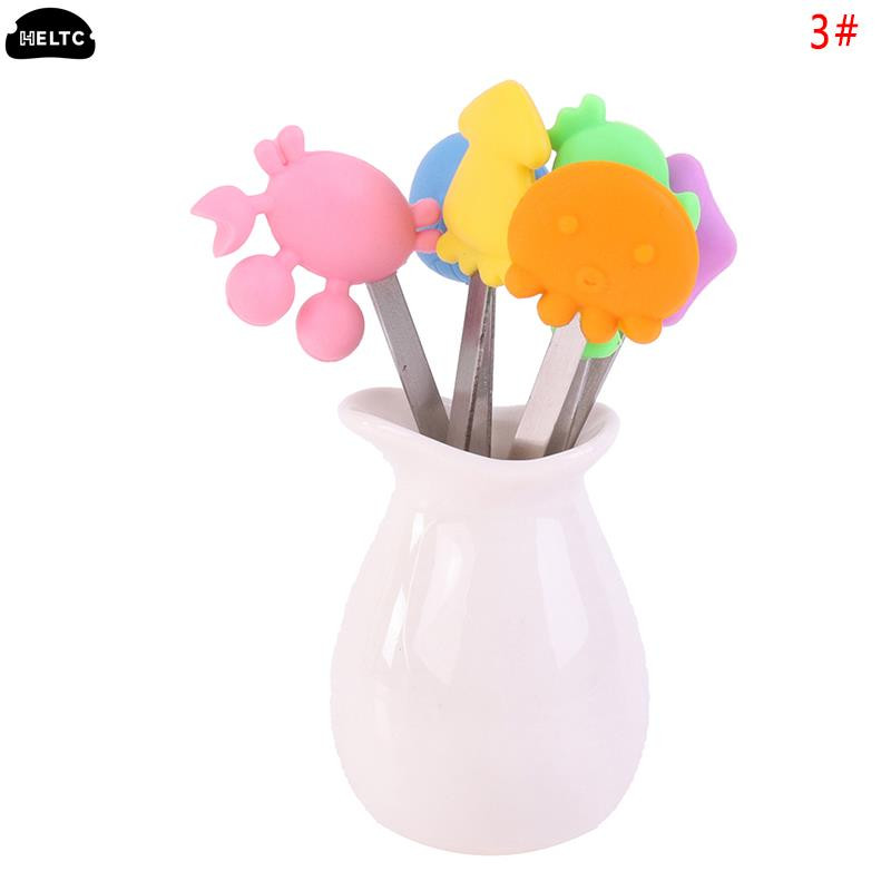 1 komplekt multifilmi mini-puuviljakahvlid lastele suupistekook Magustoit Toit Puuviljakork hambaork Bento lõunasöögid peokaunistused lõunakahvlid