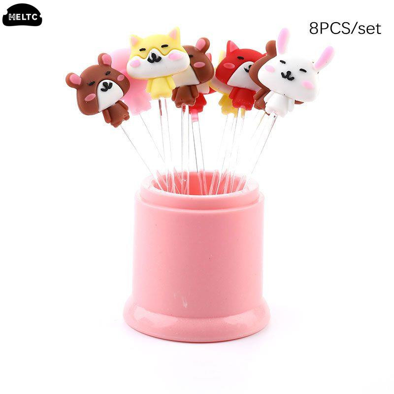 1 komplekt multifilmi mini-puuviljakahvlid lastele suupistekook Magustoit Toit Puuviljakork hambaork Bento lõunasöögid peokaunistused lõunakahvlid