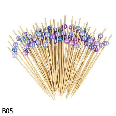 100 vnt. perlų vienkartinės bambuko vaisių lazdelės medinės kokteilių rinktinės tortas Desertas maisto šakutė dantų krapštukas iešmas Vestuvių vakarėlio reikmenys