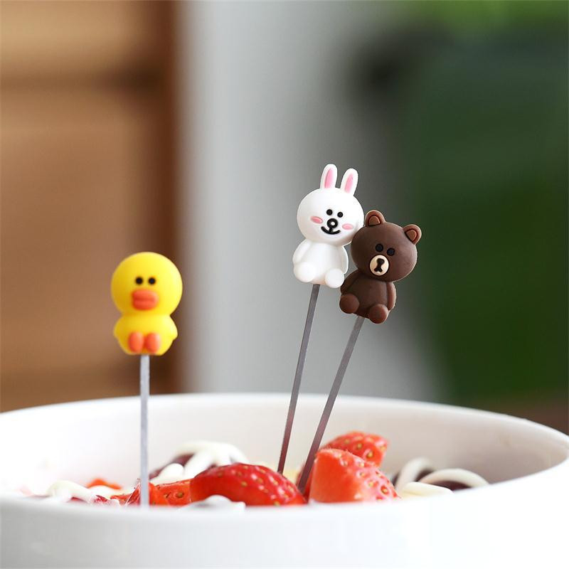 6kom/set Vilica za voće Slatka animirana patka, zec Vilica od nehrđajućeg čelika, dječje torte, desertne vilice, dekoracija kuhinjskog posuđa za zabavu