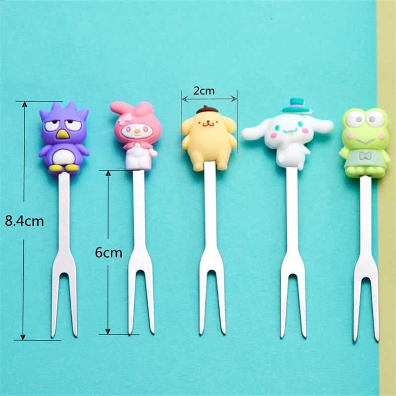 5 τμχ Big Eye Frog Πιρούνι φρούτων από ανοξείδωτο χάλυβα χαριτωμένο πιρούνι φρούτων σιλικόνης κινουμένων σχεδίων Μίνι ραβδί φρούτων βατράχου για σπίτι