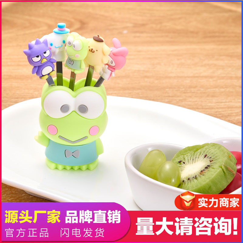 5 τμχ Big Eye Frog Πιρούνι φρούτων από ανοξείδωτο χάλυβα χαριτωμένο πιρούνι φρούτων σιλικόνης κινουμένων σχεδίων Μίνι ραβδί φρούτων βατράχου για σπίτι