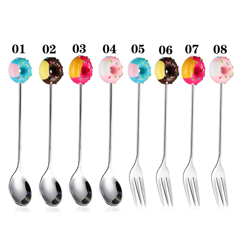 Mini spurgos mielas nerūdijančio plieno spurgos desertinis šaukštas šakutė Kava ledinis vakarienės stalo indai kreminiai saldainiai virtuvės indai kūdikiams vaikams