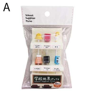 6 komada crtanih dječjih biranja hrane, vilica za voće, prikladna za ručkove za malu djecu, ukrasnih biranja hrane, višekratna kutija za ručak, set čačkalica