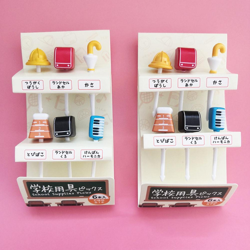 6 komada crtanih dječjih biranja hrane, vilica za voće, prikladna za ručkove za malu djecu, ukrasnih biranja hrane, višekratna kutija za ručak, set čačkalica