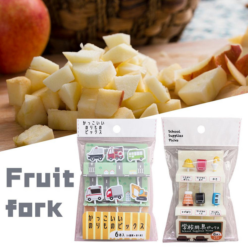 6 komada crtanih dječjih biranja hrane, vilica za voće, prikladna za ručkove za malu djecu, ukrasnih biranja hrane, višekratna kutija za ručak, set čačkalica