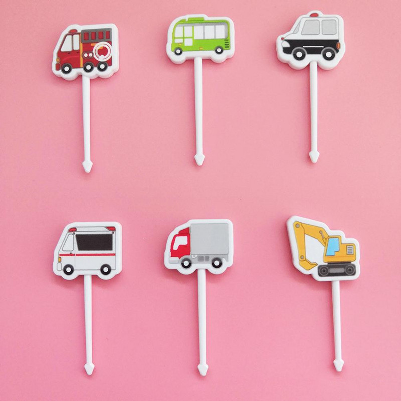 6 komada crtanih dječjih biranja hrane, vilica za voće, prikladna za ručkove za malu djecu, ukrasnih biranja hrane, višekratna kutija za ručak, set čačkalica