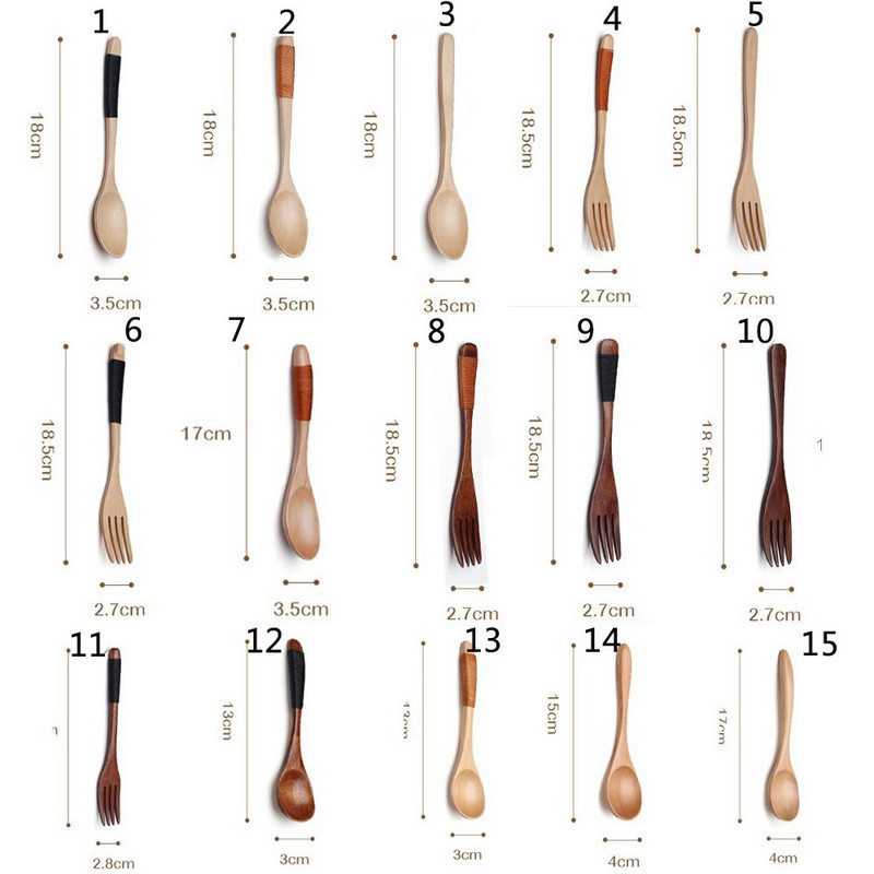 Natūralus medinis šaukštas šakutė Vakarienė Virtuvės sriubos Kaušelis Priedai Rankų darbo namų stalo reikmenys Ekologiški