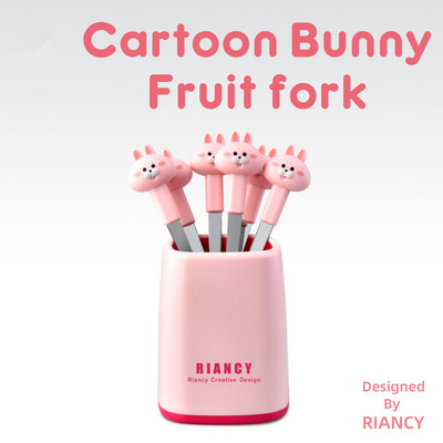 Mini ovocné vidličky s kreslenými zvieratkami, sada z nehrdzavejúcej ocele, opakovane použiteľné, kreslené, pre domácnosť, detská bezpečnosť, ovocné občerstvenie, prenosná malá vidlička