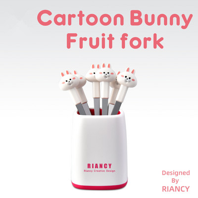 Mini ovocné vidličky s kreslenými zvieratkami, sada z nehrdzavejúcej ocele, opakovane použiteľné, kreslené, pre domácnosť, detská bezpečnosť, ovocné občerstvenie, prenosná malá vidlička