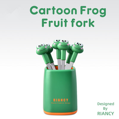 Mini ovocné vidličky s kreslenými zvieratkami, sada z nehrdzavejúcej ocele, opakovane použiteľné, kreslené, pre domácnosť, detská bezpečnosť, ovocné občerstvenie, prenosná malá vidlička