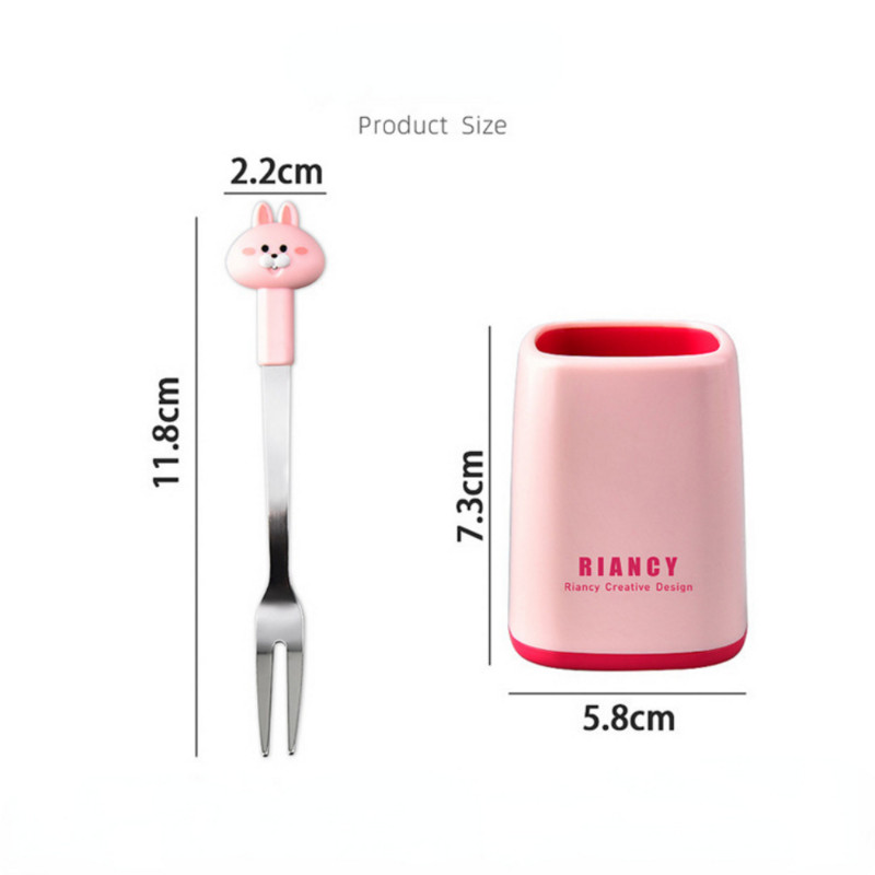 Mini ovocné vidličky s kreslenými zvieratkami, sada z nehrdzavejúcej ocele, opakovane použiteľné, kreslené, pre domácnosť, detská bezpečnosť, ovocné občerstvenie, prenosná malá vidlička