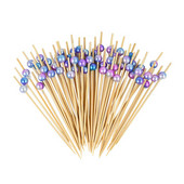 100 vnt Spalvingos perlų bambuko maistinės vaisių lazdelės vestuvių vakarėliui tortui desertui kokteilių lazdelės vasaros gimtadienio dekoravimui