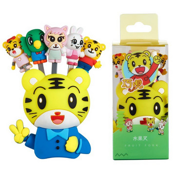 Set vilica za voće od 5 komada, simpatičan silikonski crtić s bazom od nehrđajućeg čelika, dječja vilica za izuzetnu hranu i desert