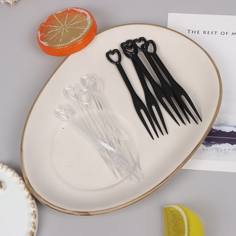 100 kom/vreći Vilica za voće Mini prozirne plastične vilice za jednokratnu upotrebu za zabavu Štapići za roštilj Dizalice Set za ražnjiće Kućno jelo Hrana Torta