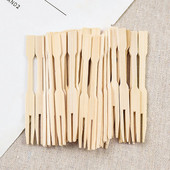 100KOM Jednokratna drvena vilica za voće Buffet desertna koktel torta Bambusova čačkalica za dom Potrepštine za dekoraciju vjenčanja i rođendana