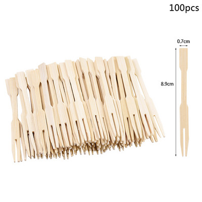 100KOM Jednokratna drvena vilica za voće Buffet desertna koktel torta Bambusova čačkalica za dom Potrepštine za dekoraciju vjenčanja i rođendana