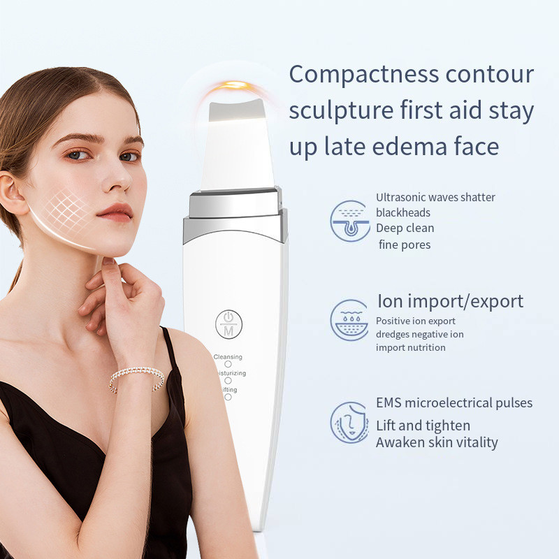 Ultrahangos bőrradír arc spatula mitesszer eltávolító mély arctisztító lift gépi peeling lapátos pórustisztító