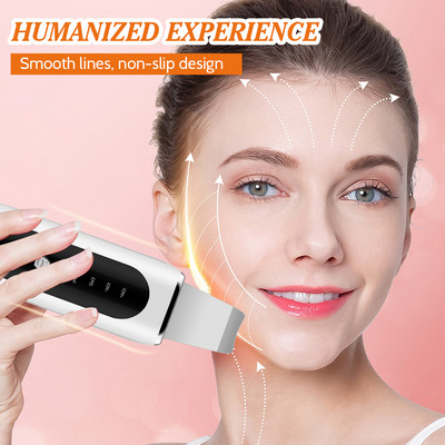 Ultrasonic Face Skin Scrubber Facial Ion Shovel Deep Face Cleaning Sonic Peeling Facial Lifting Red Blue Light Συσκευές ομορφιάς