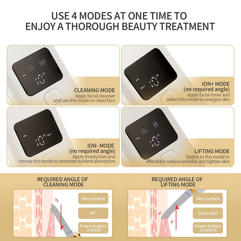 LCD ekraan näonaha koorija Ultraheli ioonpooride sügavkooriv puhastusvahend kooriv määrde mustpeade eemaldaja tõsteseade