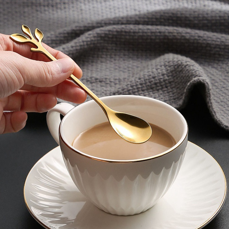 Maži lapeliai ragai Kavos šaukštelis Maišymo šaukštas Arbatos šaukštelis Desertinė šakutė Metalinė nerūdijančio plieno Kūrybiniai stalo įrankiai