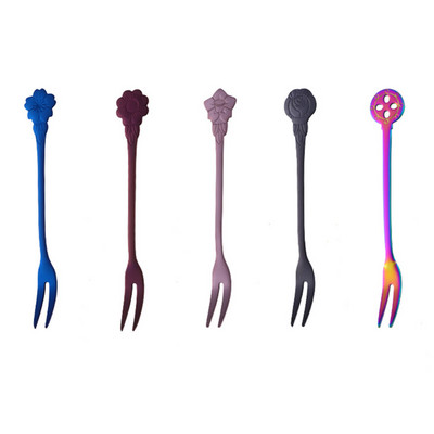 5kom kreativne vilice za voće Vilice za kolače od nehrđajućeg čelika Zlatne vilice za desert Mini vilica s dva zupca koja se koristi za torte na zabavi Pužna vilica