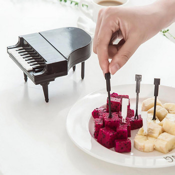 9Pcs Пиано Плодове Вилици Домашна закуска Торта Десерт Клечки за зъби Прибори за хранене Сервии garfo fruta