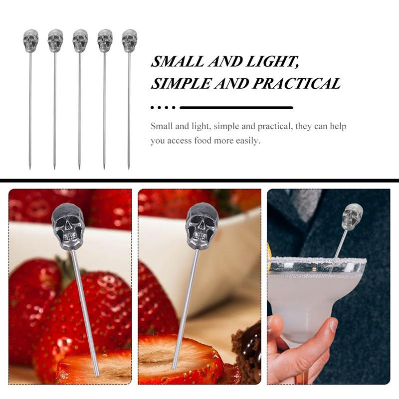 5 tk metallist puuviljakorkid dekoratiivsed kokteilikorkid pealuu kokteilikorkid metallist hambaork