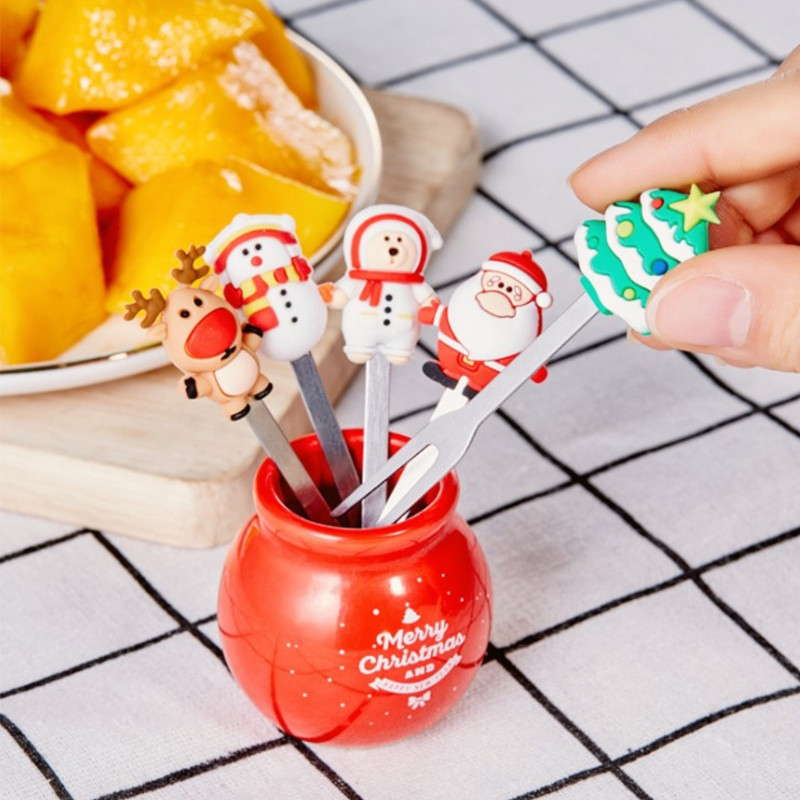 Materijal od nehrđajućeg čelika od 50 LB Vilice za voće Božićne grickalice Vilice za desert Izbor hrane Posuđe Dekoracija za zabavu Kuhinjski pribor