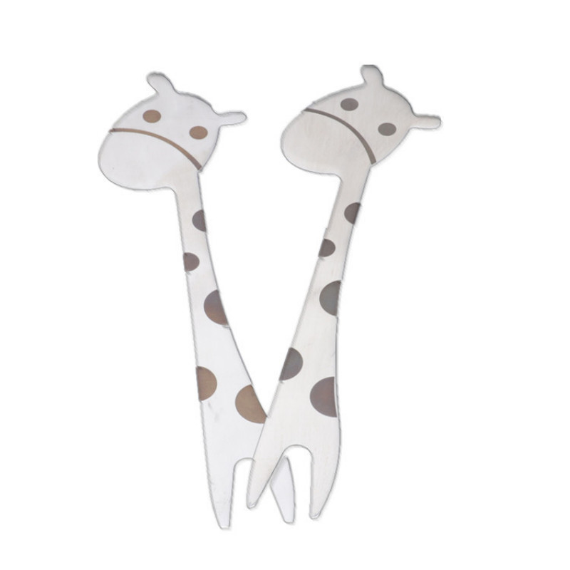 2 kom Kawaii Žirafa Vilica za voće Nehrđajući čelik 304 Odabir hrane za desert Bento Dodaci za ručak Štapić za sendviče za višekratnu upotrebu