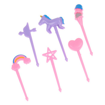 6PCS Creative Cute Fruit Fork Creative Animal Cute Unicorn Fruit Fork Set Lunch Sign Fruit Party Outdoors Picnic Cake Sign