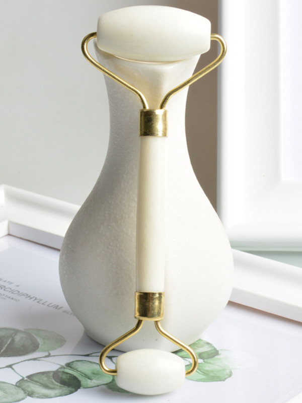 Valge Jade massaažirull topeltpeadega näohooldusrull Jade Youyan Jade looduslikust kivist massaažirull näole Silmade Kaela nahahoolduseks