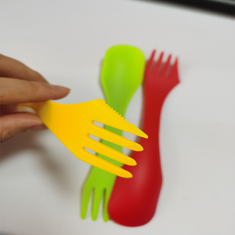 6 db 3 az 1-ben műanyag kés villa kanál praktikus kültéri piknik kanál villa kés kemping túrázás evőeszközök