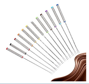 6Pcs/Set Vilica od nehrđajućeg čelika Vilica za ražnjiće za fondi Kuhinjska vilica za sir, voće, desertna vilica Posuđe za hranu