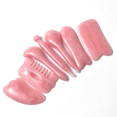 7 vnt./rinkinys Jade masažuokliai veidui, kūnui Gua Sha Scraper Beauty veido volelių rinkinys Natūralaus guašo akmens masažo liekninamoji odos priežiūra