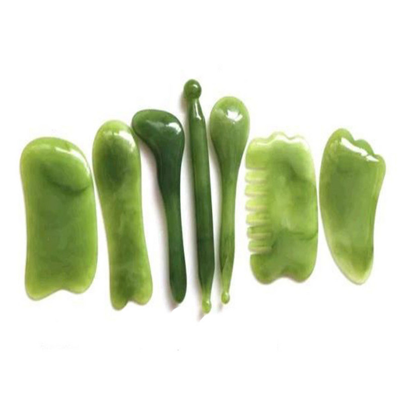 7 vnt./rinkinys Jade masažuokliai veidui, kūnui Gua Sha Scraper Beauty veido volelių rinkinys Natūralaus guašo akmens masažo liekninamoji odos priežiūra