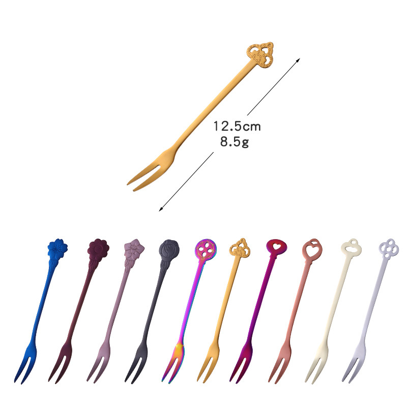 1 tk armsad roostevabast terasest kaheharulised magustoidu puuviljakahvlid, mitmekordseks kasutamiseks mõeldud minisalati-suupistete maitsmiskahvlid, söögiriistad lastele