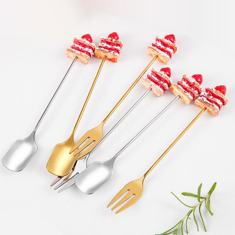 304 Roostevabast terasest puuviljakahvel, kooki labidas Armas söögiriistade komplekt kahvellusikas sööginõude komplekt Bento lõunasöögi tarvikud peokaunistus