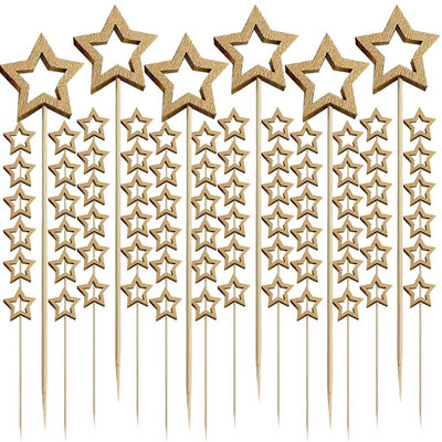 100 τεμ. Χριστουγεννιάτικο πιρούνι φρούτων Σουβλάκια από μπαμπού Star Cocktail Picks Κέικ Επιδόρπιο Σαλάτα Ξυλάκια Οδοντογλυφίδες Προμήθειες για πάρτι