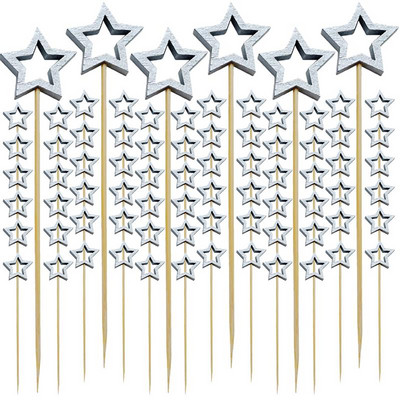 100 τεμ. Χριστουγεννιάτικο πιρούνι φρούτων Σουβλάκια από μπαμπού Star Cocktail Picks Κέικ Επιδόρπιο Σαλάτα Ξυλάκια Οδοντογλυφίδες Προμήθειες για πάρτι