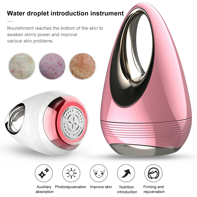 Veido odos priežiūros prietaisas Veido masažuoklis plaktukas Ultragarsinė krioterapija veido vibracija raudonos šviesos jonų grožio priemonė