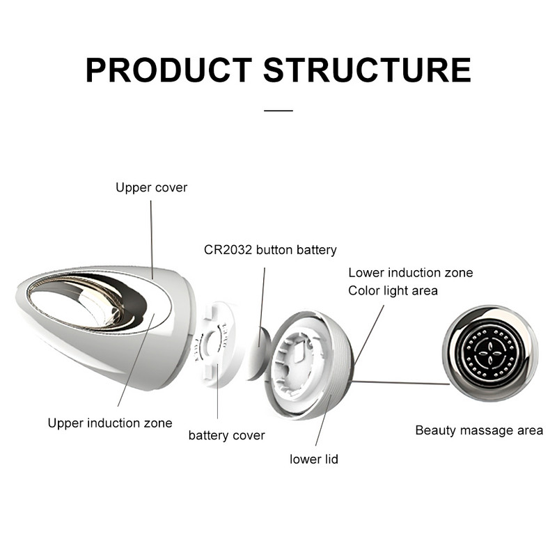 Veido odos priežiūros prietaisas Veido masažuoklis plaktukas Ultragarsinė krioterapija veido vibracija raudonos šviesos jonų grožio priemonė