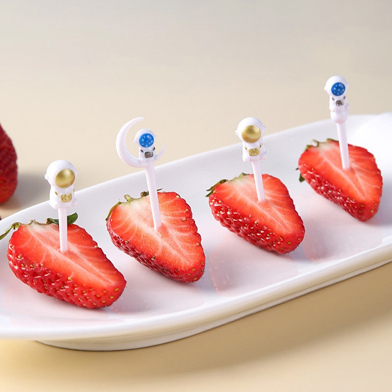 8 buc/lot astronaut furculiță cu fructe, gustări pentru copii, desert, scobitoare Bento, prânz, salată, accesorii, alegeri pentru tort, decorare pentru petreceri